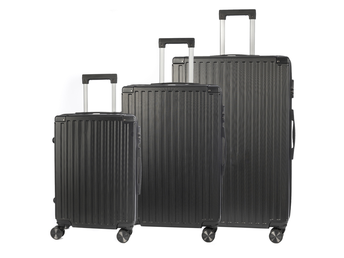 Jogo De 3 Malas Trolley, Em Material Leve Abs De Alta Resistência Com Cantos Reforçados. Fechadura Numérica E 4 Rodas Duplas Removíveis 360°. Dam