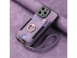 Adequado Para Capa De Couro Para Celular Iphone, Escova Anti-roubo Rfid, Fivela De Anel, Suporte Para Cartão Multifuncional, Roxo Claro Com Cordão De