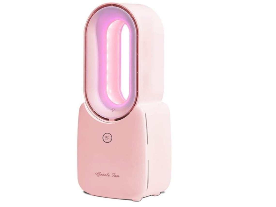 Ventilador De Mesa, Ventiladores Portáteis Pequenos Sem Lâmina De 11.8 Polegadas Sopram Ar Frio Com Luz Led De 4 Velocidades, 5 Cores Yizhood (rosa)