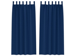 Maison Exclusive - Cortinas Blackout Com Argolas 2 Pcs Azul Escuro 245 X 140 Cm