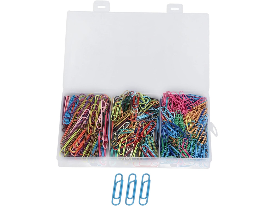 525 Clips De Papel Coloridos, Tamanhos Variados, Antiferrugem Com
