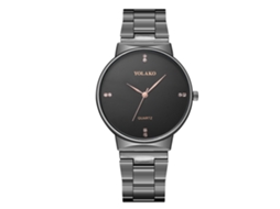 Relógio de pulso Yolako Business Quartz com pulseira de aço inoxidável para casais, preto