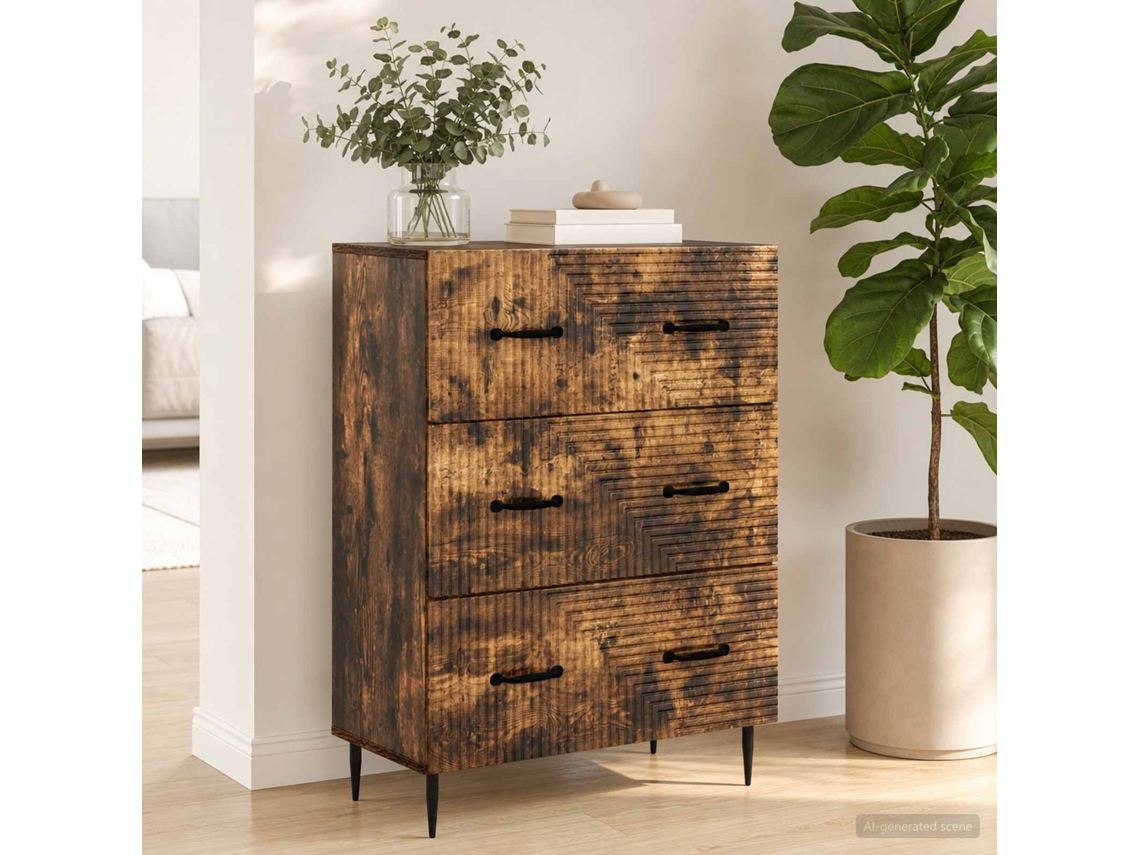 Vidaxl Gabinete De Gavetas Carvalho Fumado 66 X 34,5 X 89,5 Cm