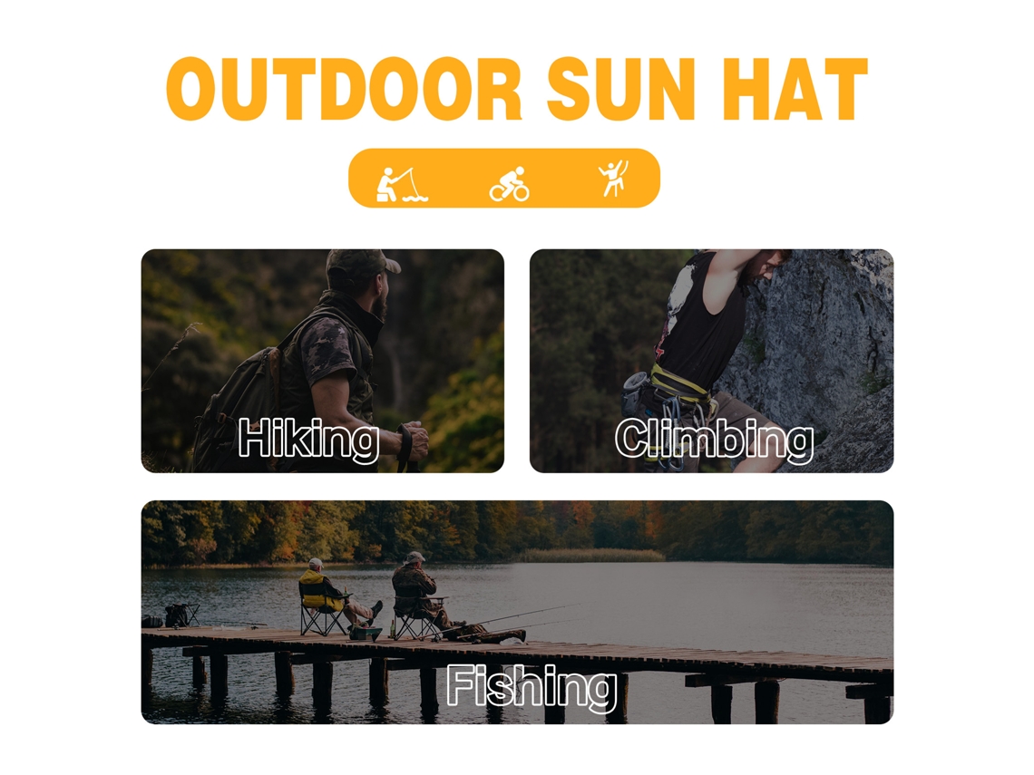 Chapéu De Sol Aba Larga Uv Protetor Plegável Para Pesca