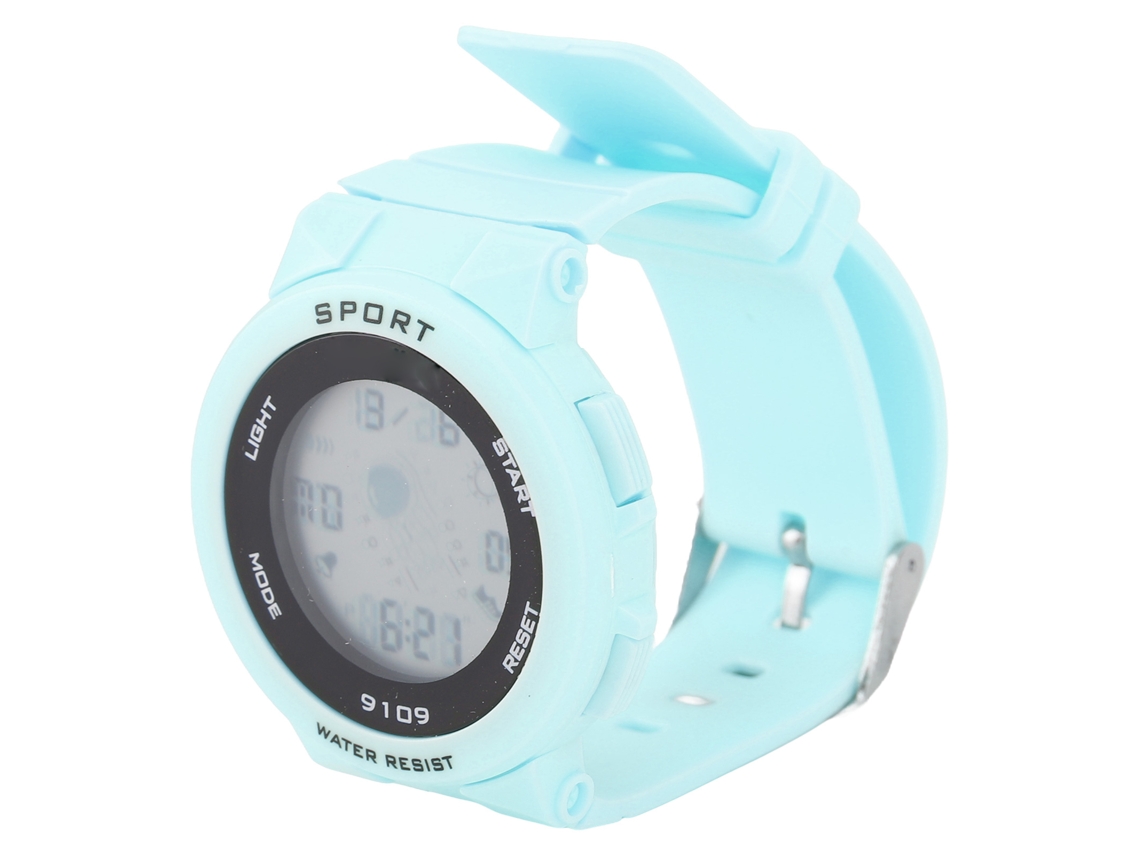 Relógio Eletrônico Infantil Impermeável Luminoso Com Alarme Multifuncional Para Esportes Ao Ar Livre Azul Claro