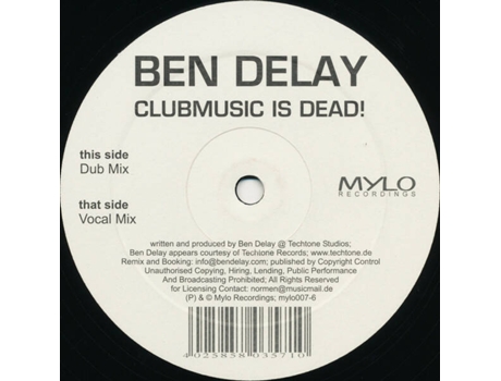 Vinil Clubmusic Is Dead! Mylo Recordings