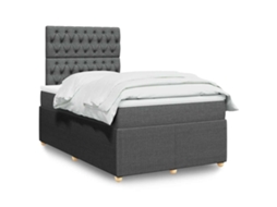 Vidaxl Cama Boxspring Com Colchão 120x190 Cm Tecido Cinzento-escuro