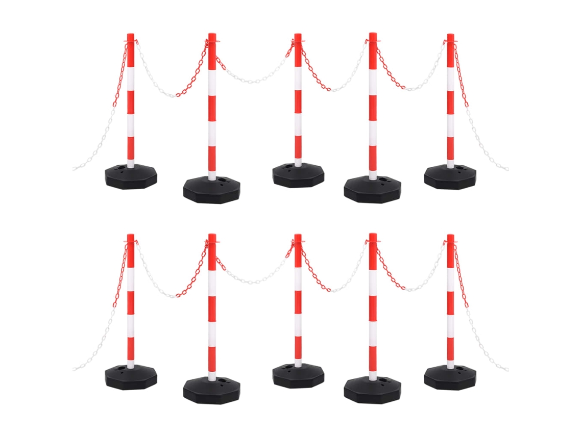 Vidaxl Conjunto De Postes Com Corrente De Plástico 10 M
