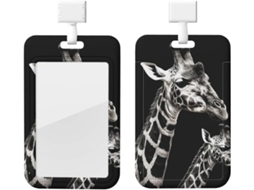 Suporte Crachá Com Cordão, Suporte Crachá Plástico Impermeável, Suporte Crachá Com Estampa Girafa Preta, Protetor Crachá