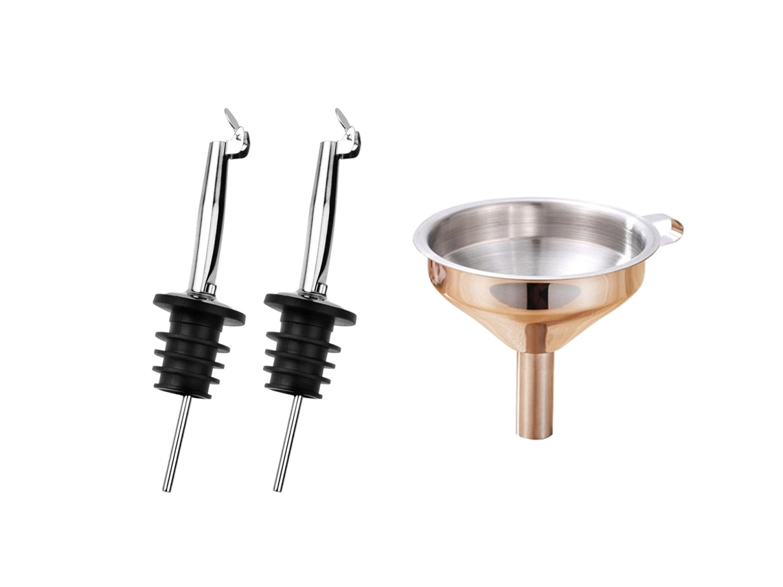 Conjunto De 2 Peças Com Dosador Para Garrafas, Incluindo Funil Para Vinho, Azeite, Café, Xarope, Vinagre E Óleo, Para Festas E Bares (preto)