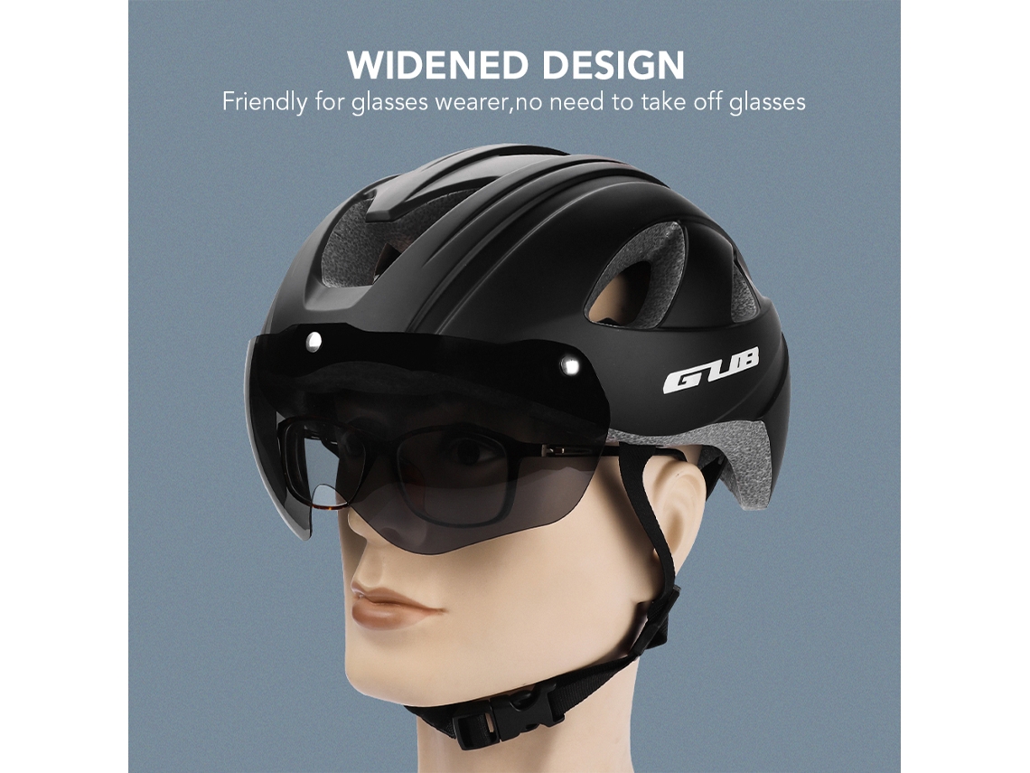 Capacete de bicicleta respirável com luz traseira e óculos magnéticos para uso doméstico e feminino S/MARCA