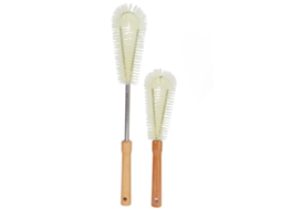 2pcs Escova de Garrafa com Cabo de Madeira Multifuncional para Limpeza de Copos Vidro e Utensílios | S/MARCA