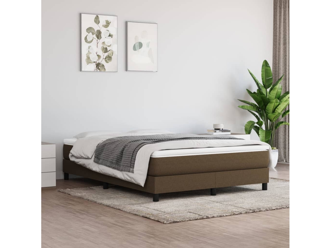 Vidaxl Estrutura De Cama Com Molas 140x190 Cm Tecido Castanho-escuro