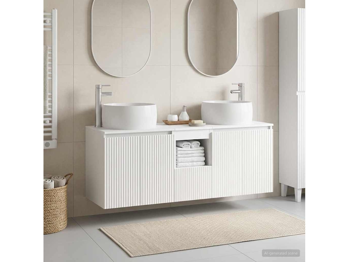 Vidaxl Conjunto De Armários Para Banheiro 3 Unid. Branco