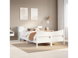 Vidaxl Cama Sem Colchão 140x190 Cm Madeira De Pinho Maciça Branco