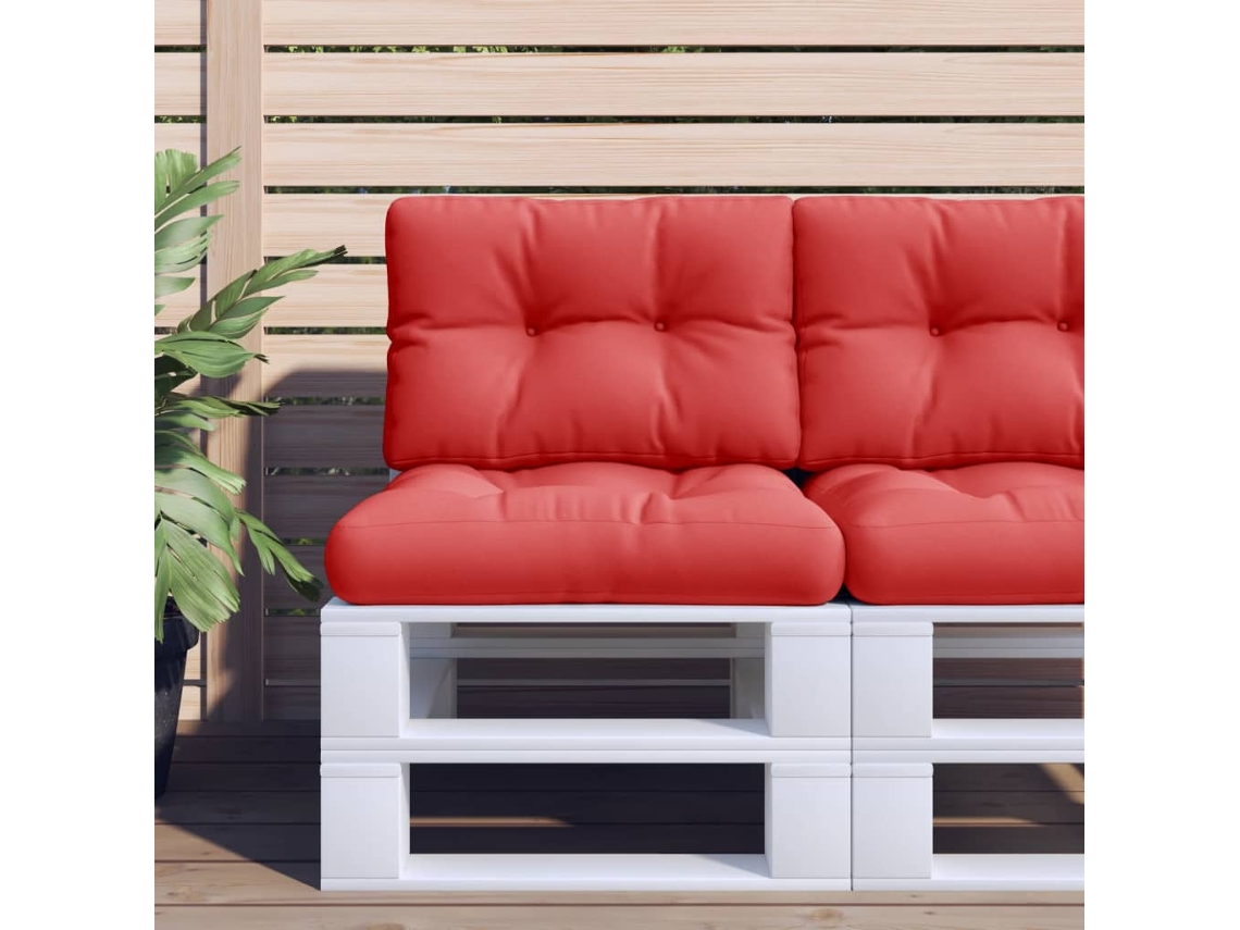 Vidaxl Almofadões De Paletes 2 Pcs Tecido Vermelho
