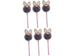 Conjunto De 6 Canetas Em Gel Pretas Nuobesty Com Design Orelhas Coelho