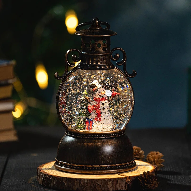 Caixa de Música com Cena de Neve Natalina, com Luzes, Mini Portátil, Decoração Musical MDUG (estilo 3)