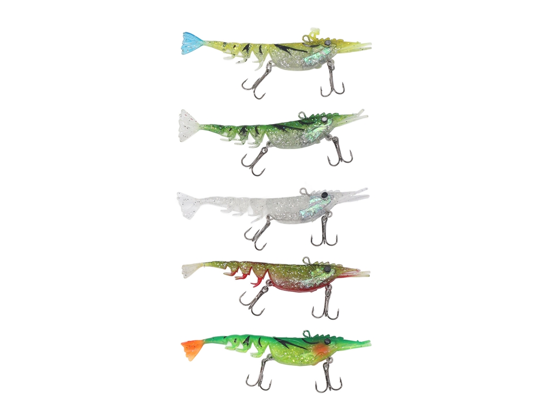Lure Bait (simulated Soft Shrimp With Hook Design) 5pcs Multi-section Soft Shrimp Bait 10.5cm Rubber Fishing Lure
