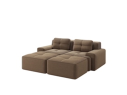 Sofá Modular Cloud em Veludo Cotelê 2 Lugares com Pufe e Assento Profundo PAPRIKA SHOP