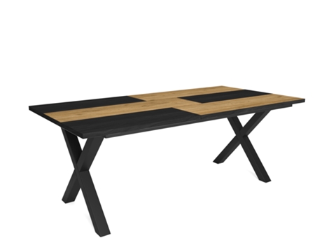 Mesa de Refeição SKRAUT HOME Tetrix 10 Lugares (Carvalho e Preto - Melamina - 194 x 90 x 75 cm)