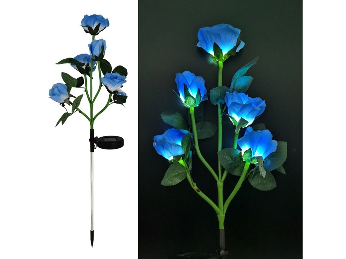 Lâmpada Led Rose Solar Lights Flower Azul Aquaforge