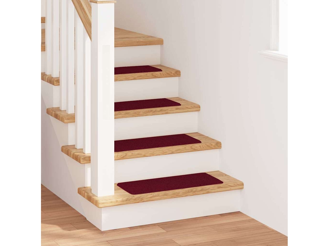 Vidaxl Tapetes Antiderrapantes Para Escadas 15 Unid. 60 X 25 Cm Bordô