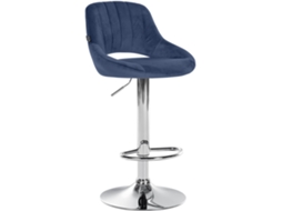 Banco de bar em veludo Milet azul/cromo CLP