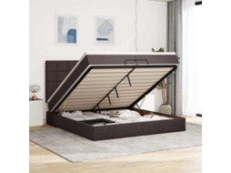 Vidaxl Estrutura De Cama Otomana Com Colchões Tecido Castanho Escuro