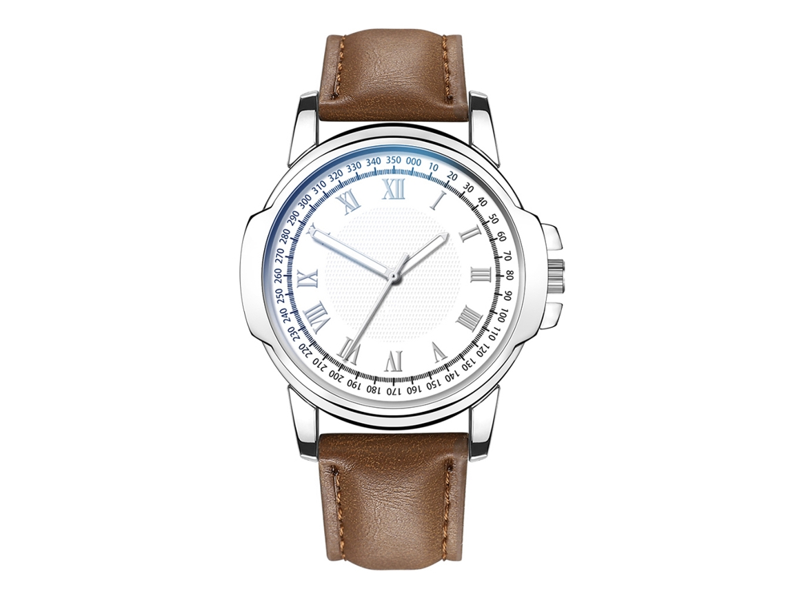 Relógio masculino quadrado de quartzo com pulseira de couro PU, estilo casual de negócios, marrom escuro e branco.