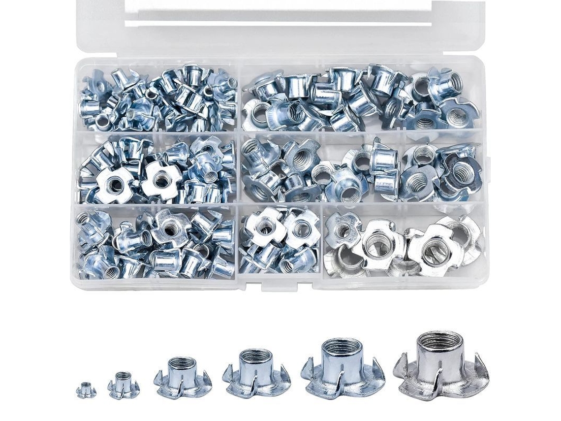 2026 kit de Porcas Claw de Aço Carbono M4 M5 M6 M8 M10, 105 Peças para Carpintaria, Encanamento e Projetos Diy