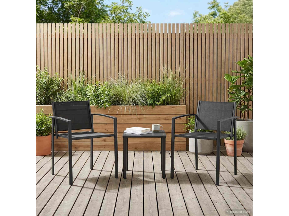 Vidaxl Cadeiras De Jardim 2 Unid. Preto E Anthracite Tecido Textileno