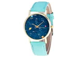 Relógio Feminino de Pulso Simples com Pulseira Pu e Mostrador de Estrelas (menta)
