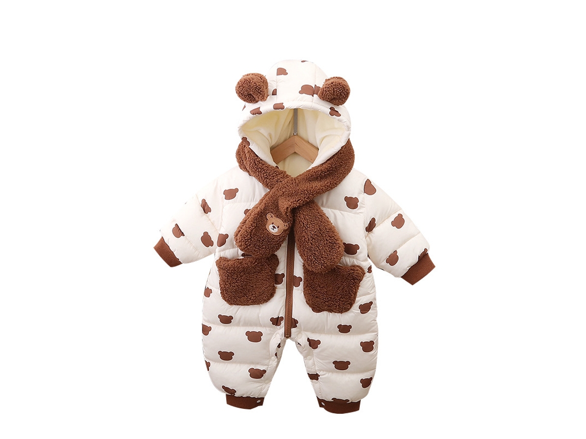 Roupas de Natal Pequeno Urso Marrom Engrossado Macacão Infantil Macacão Infantil 90Cm