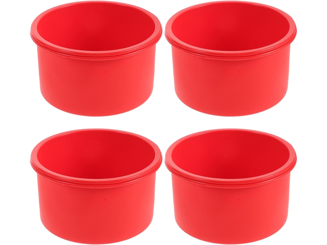 Conjunto De 4 Formas Redondas De Silicone Para Bolo, Vermelhas