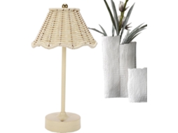Abajur De Mesa Em Rattan 120, Lampada Recarregável Semi Fio, Decoração