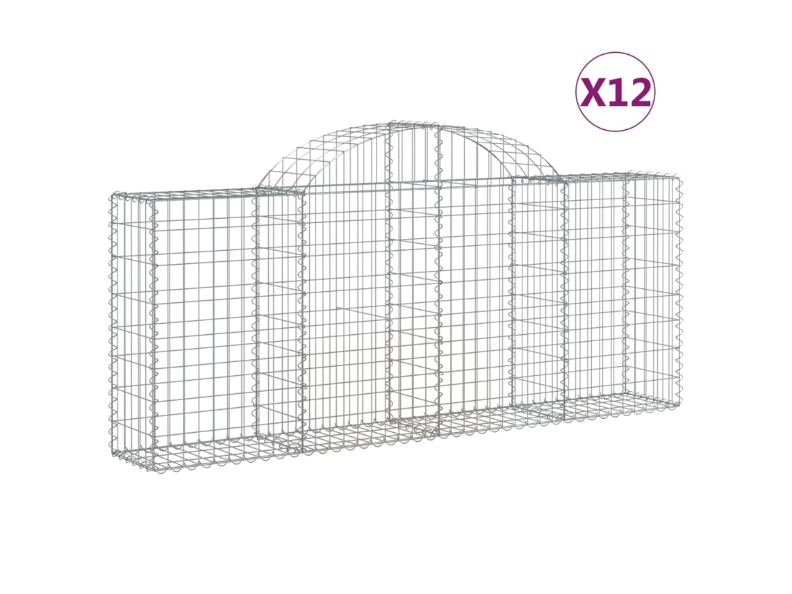 Gabion Basket, Gabion Baskets Vidaxl Prateado Ferro (200 X 30 X 80/100 Cm)