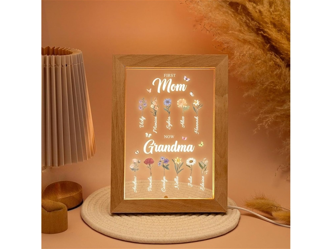 Luminária Noturna Personalizada Em Formato De Flor Nascimento Para X