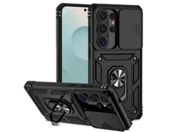 Capa Para Samsung Galaxy S26 Ultra À Prova De Choque Com Suporte De Anel E Tampa De Lente Deslizante (preta) Digitallab