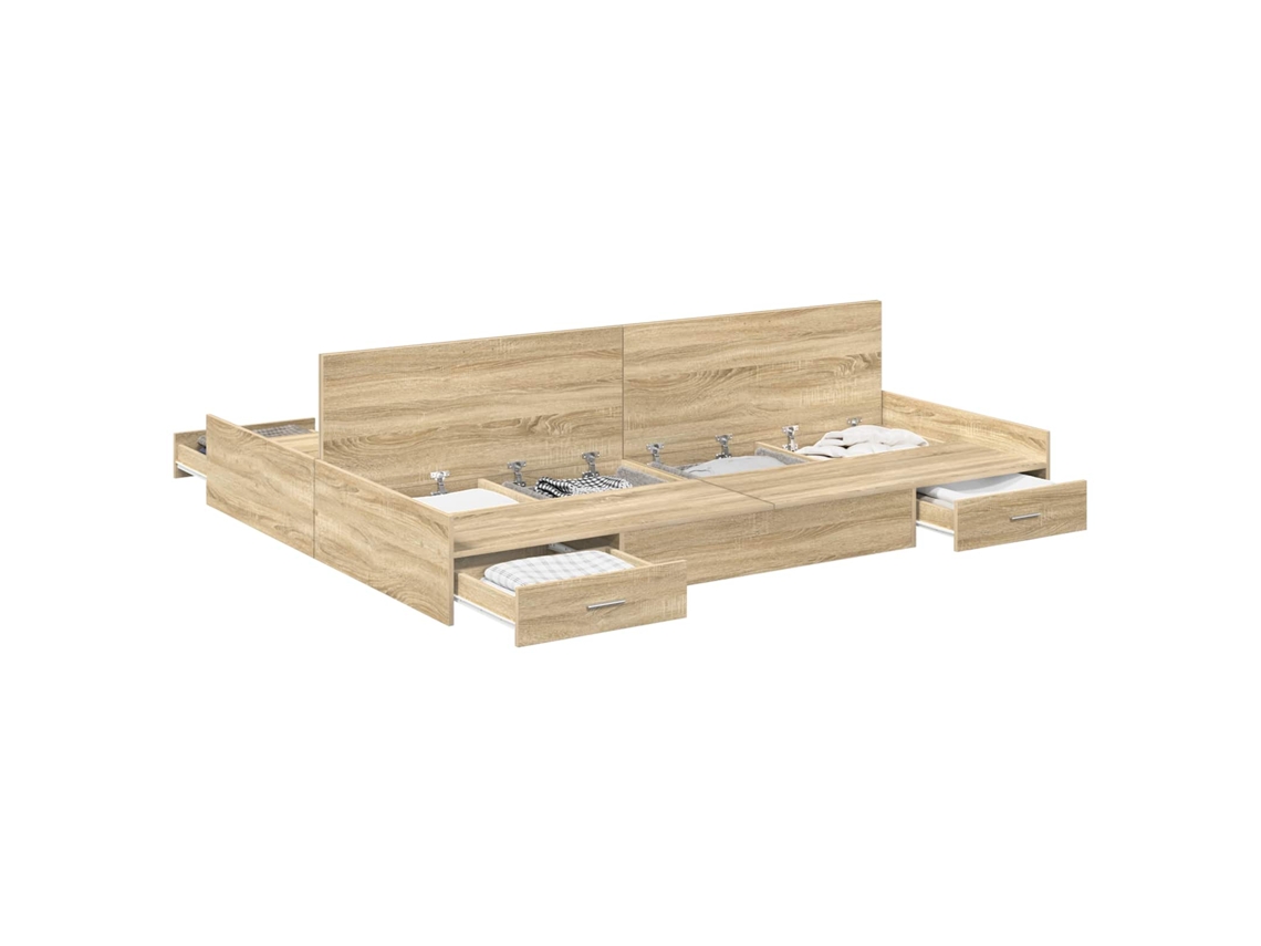 Estrado de Cama com Arrumação Carvalho Sonoma 135x190 cm MAISON EXCLUSIVE
