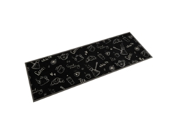 Vidaxl Tapete De Cozinha Lavável 60x180 Cm Veludo Padrão Morning Preto