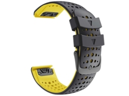 Pulseira De Relógio Lurelia Para Garmin Fenix 6 Em Silicone Bicolor Preto Amarelo