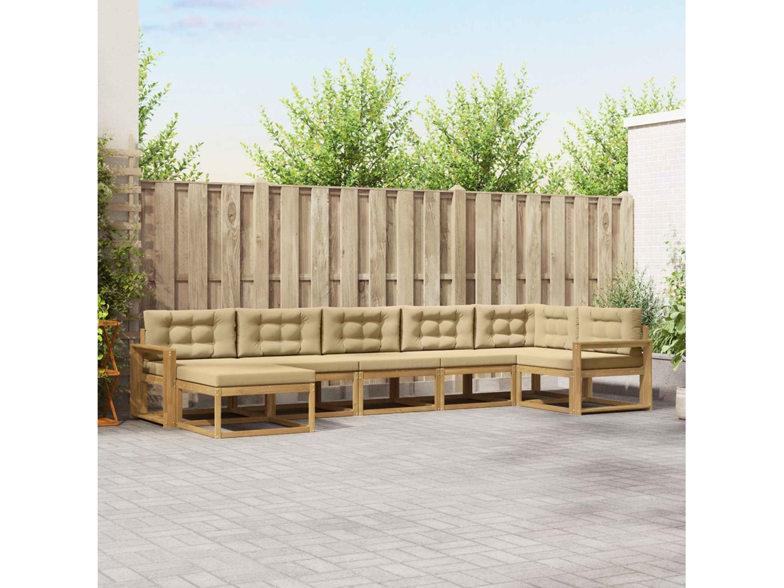Vidaxl Conjunto De Sofás Para Exterior 7 Unid. Branco E Bege