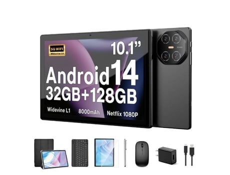 Tablet Takinuru 10.3 Mais Recente Tablet Android 14 Com 5g Wifi 6, 32gb Ram 128gb Rom 8000mah, Tablet Com Teclado, Preto
