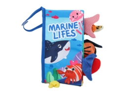 Mali livro de Toca e Sente Caudas de Animais 3d Educativo de Tecido Macio para Bebês Oceano