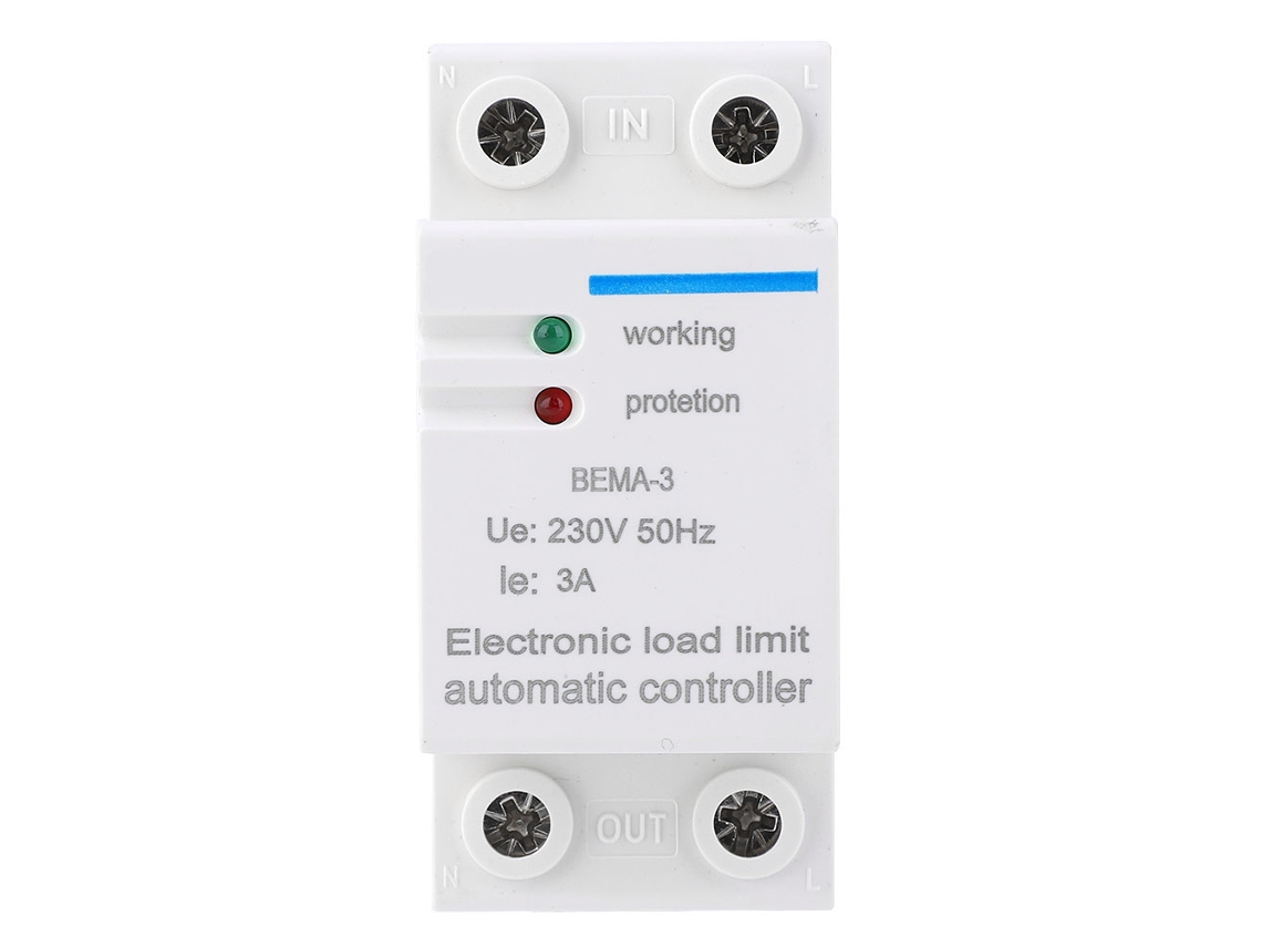 Controlador Automático De Limite De Carga Elétrica Berm Bema-3 2p 3a 230vac Limitador De Corrente