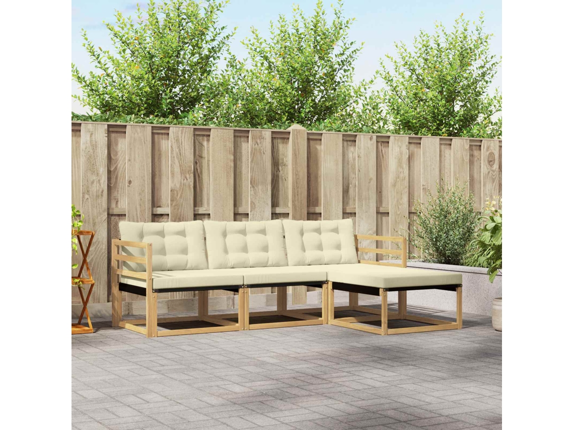 Vidaxl Conjunto De Sofás Para Exterior 4 Unid. Branco E Creme