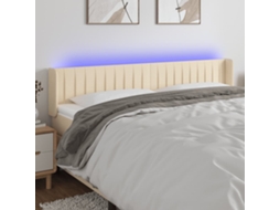 Vidaxl Cabeceira De Cama C/ Luzes Led Tecido 203x16x78/88 Cm Cor Creme