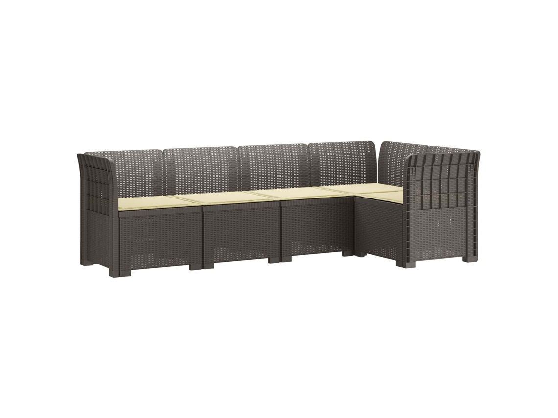 Vidaxl Sofá De Jardim De 5 Pessoas Com Almofadas Visual De Rattan Pp