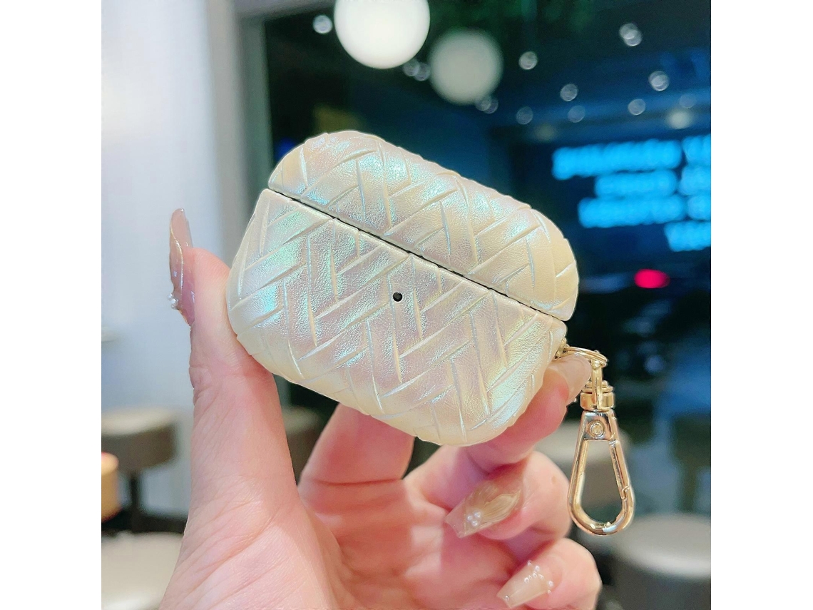 Estojo Para Fones De Ouvido Airpods Pro 2 Com Textura De Trama Colorida E Gancho.